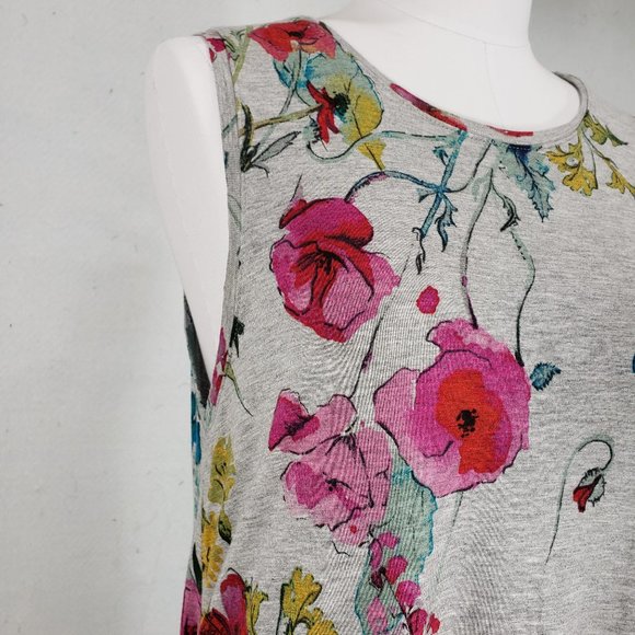 Gray Floral Rachel Roy Knit Open Back Dress Large - Picture 4 of 7